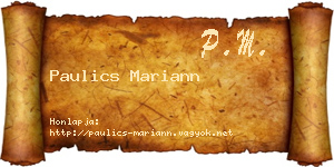 Paulics Mariann névjegykártya