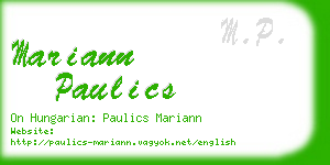 mariann paulics business card
